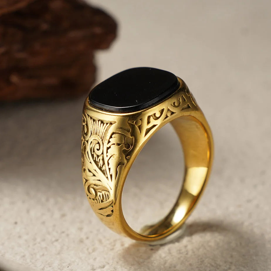 Shelby Italian Gold onyx ring