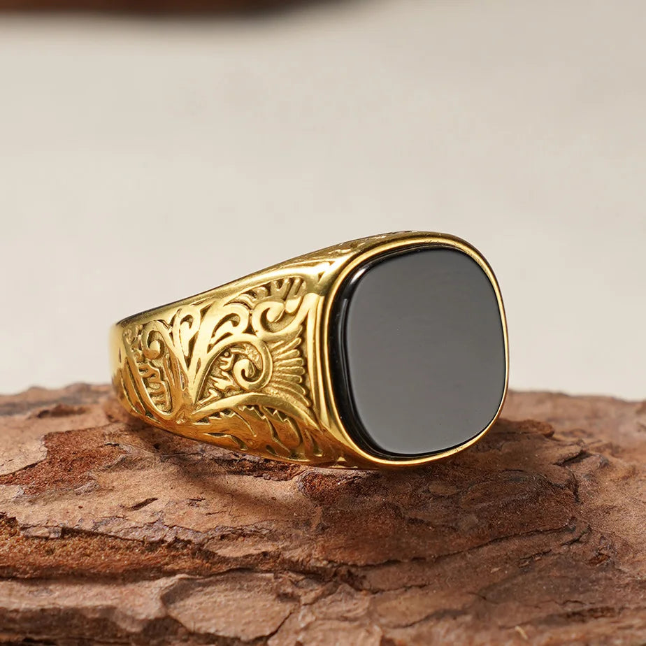 Shelby Italian Gold onyx ring