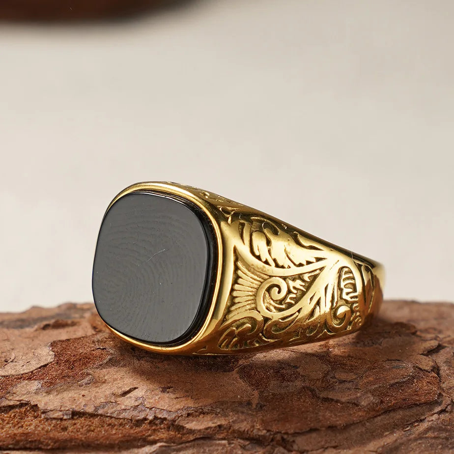 Shelby Italian Gold onyx ring