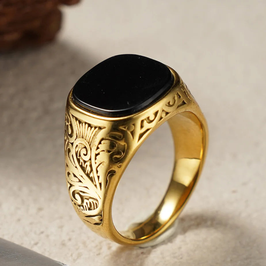 Shelby Italian Gold onyx ring