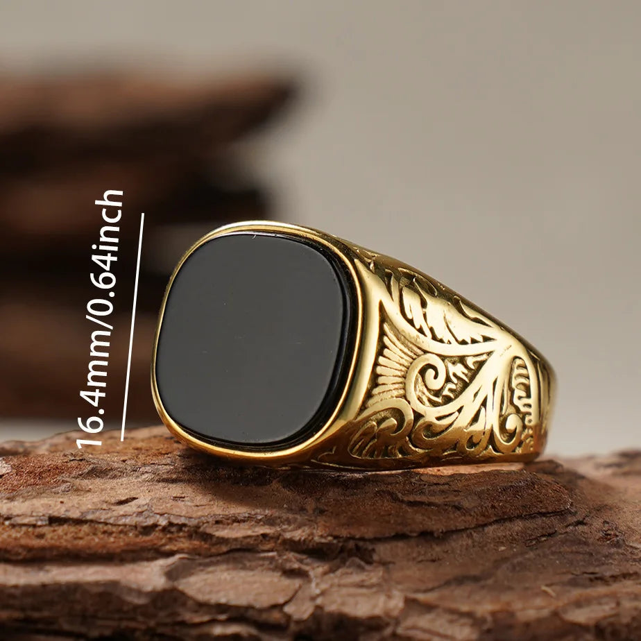 Shelby Italian Gold onyx ring