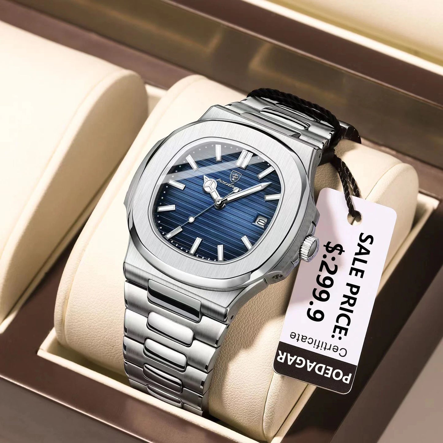 Luxury Blue Quartz Watch