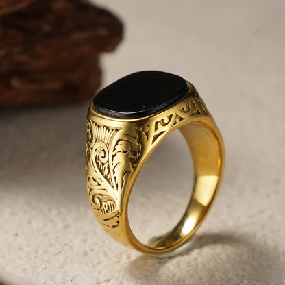 Shelby Italian Gold onyx ring