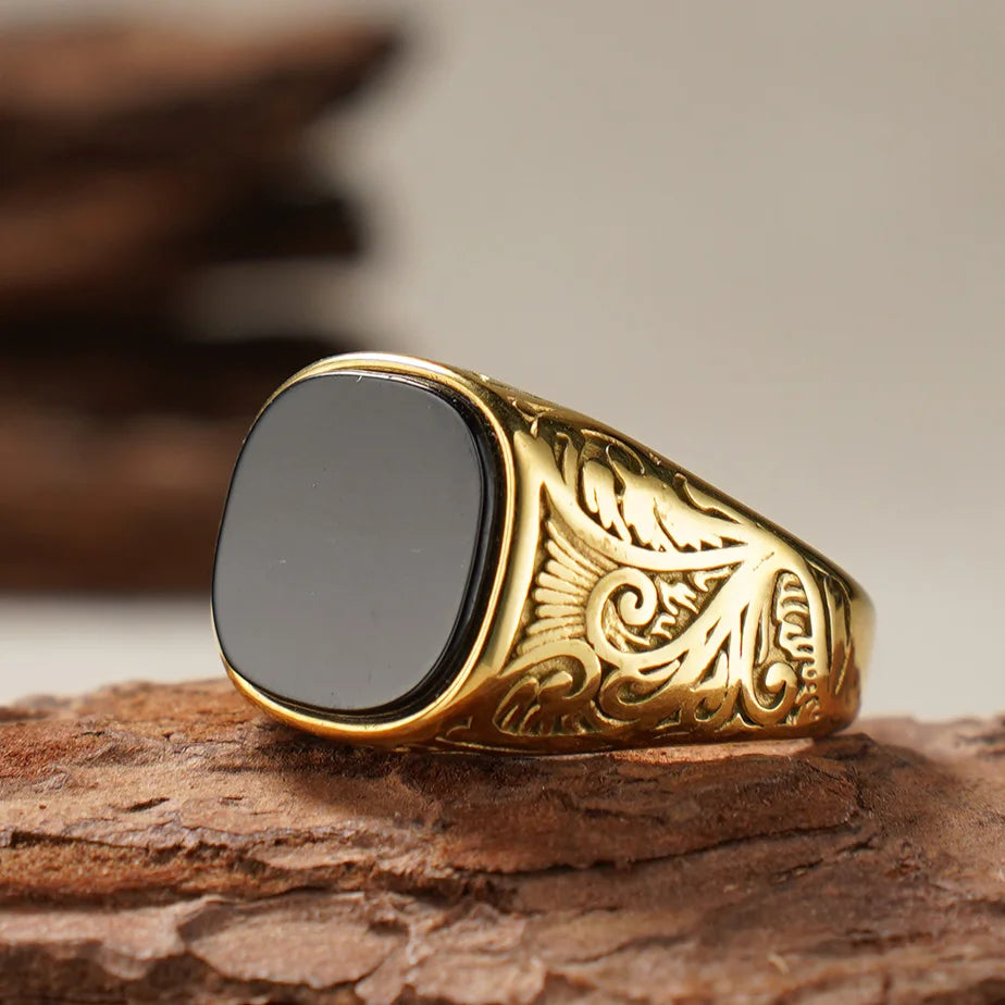 Shelby Italian Gold onyx ring