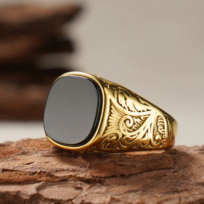 Shelby Italian Gold onyx ring
