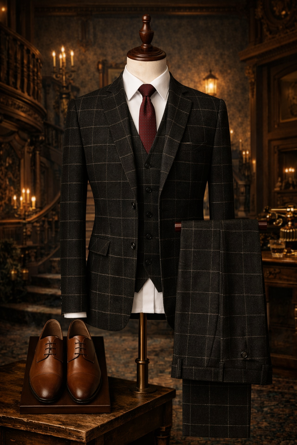 The Shelby Black Checkered Suit