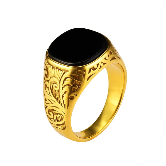 Shelby Italian Gold onyx ring